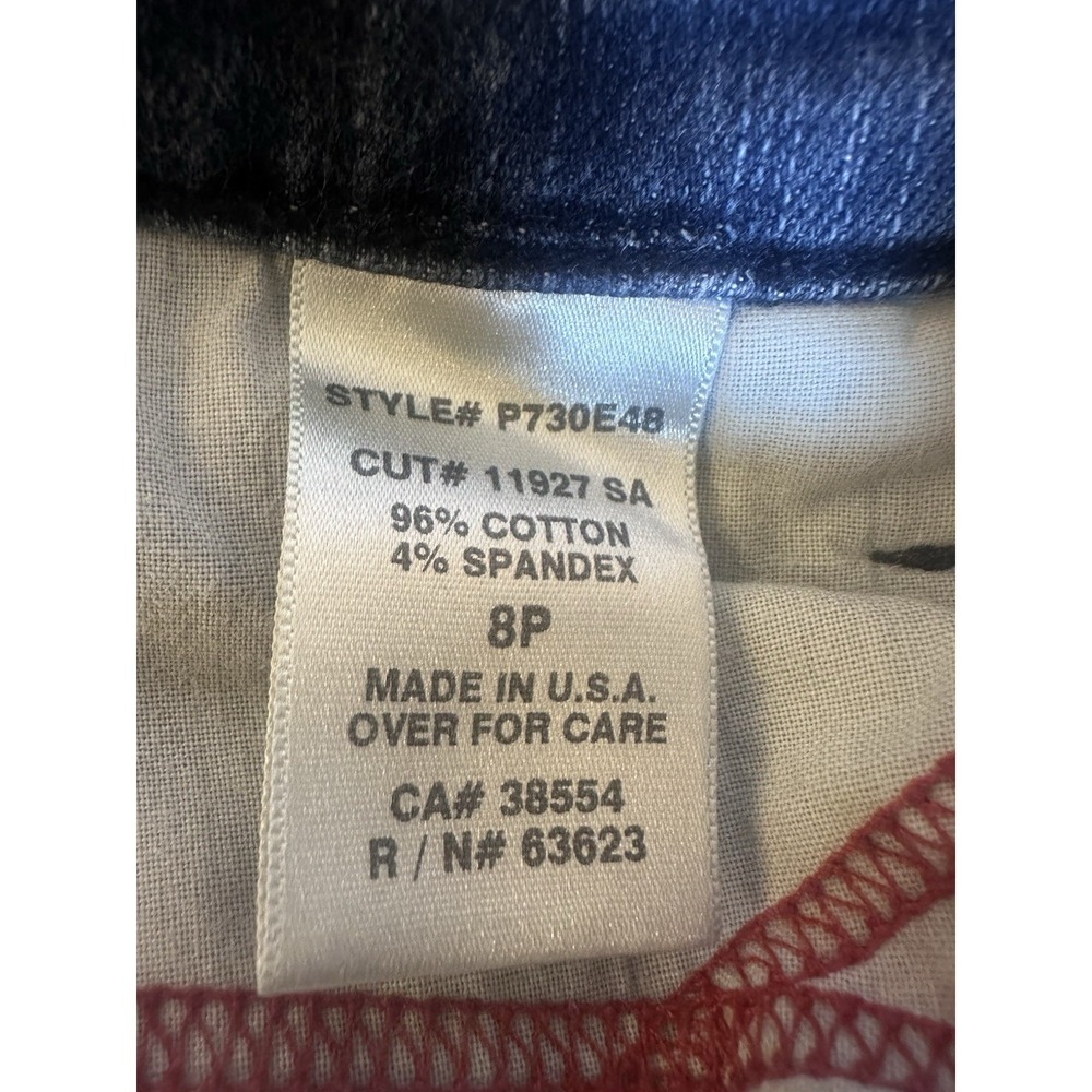 NYDJ Women's 8P Petite Dark Wash Straight Leg Stretch Jeans Lift Tuck USA - Picture 6 of 8